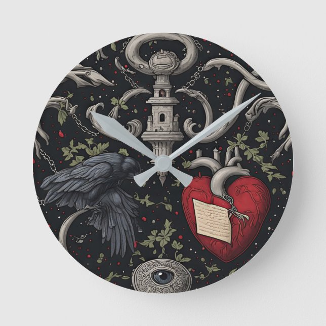 Edgar Allan Poe Gothic Inspired  Round Clock (Front)