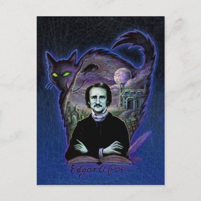 Edgar Allan Poe Gothic Postcard (Front)