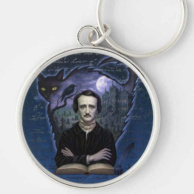 Edgar Allan Poe Gothic Raven Art Keychain (Front)