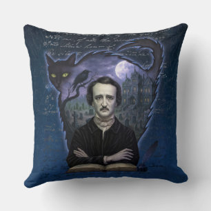 Edgar Allan Poe Gothic Raven Art Pillow