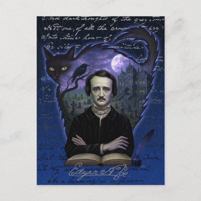 Edgar Allan Poe Gothic Raven Postcard (Front)
