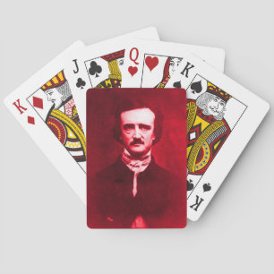Edgar Allan Poe in Red Playing Cards