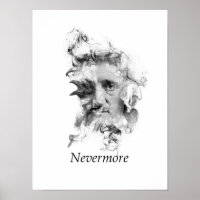 Edgar Allan Poe in Smoke with Raven - Nevermore