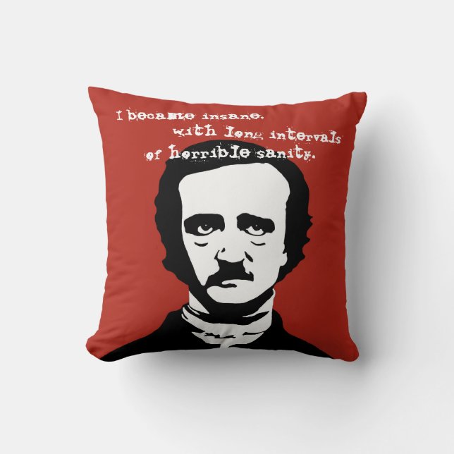 Edgar Allan Poe Insane Quote Silhouette Cushion (Front)