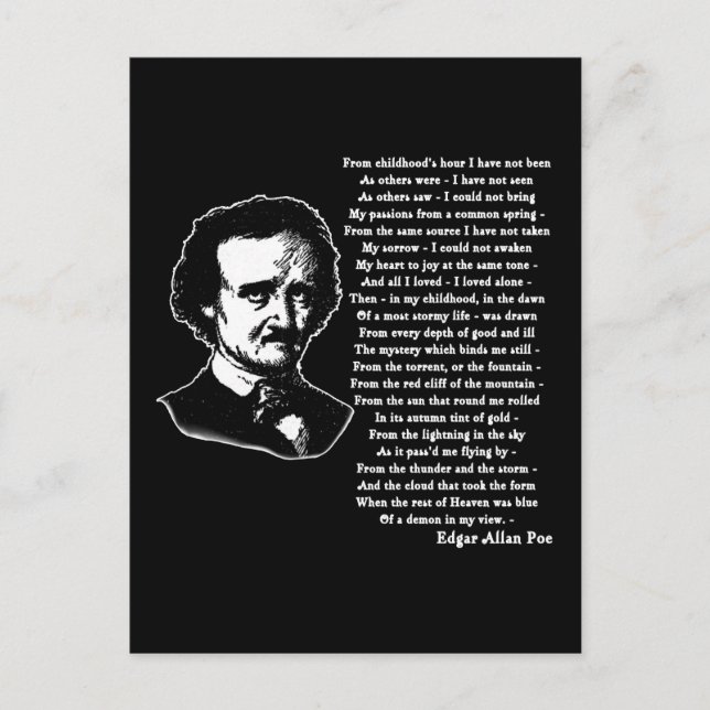 Edgar Allan Poe Poem ALONE Postcard (Front)