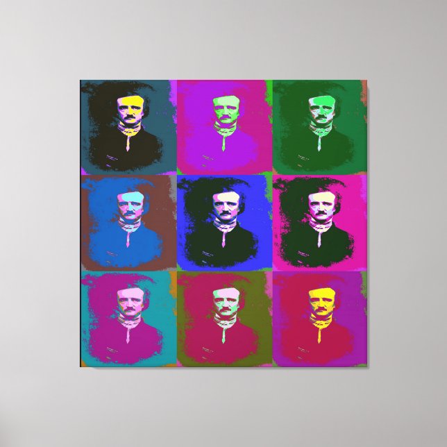 Edgar Allan Poe Pop Art Canvas Print (Front)