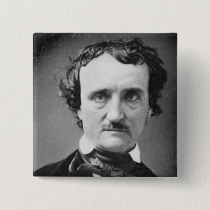 Edgar Allan Poe ~ Portrait 1849 15 Cm Square Badge
