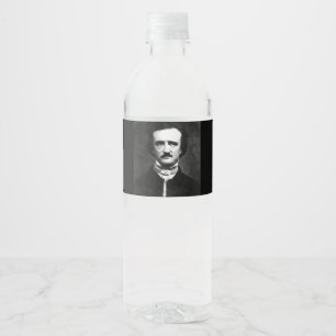 Edgar Allan Poe Portrait Water Bottle Label