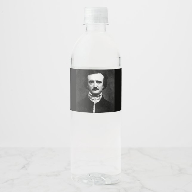 Edgar Allan Poe Portrait Water Bottle Label (Front)