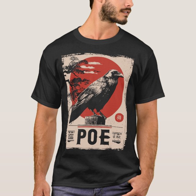 Edgar Allan Poe Raven Gothic Literature Design T-Shirt (Front)