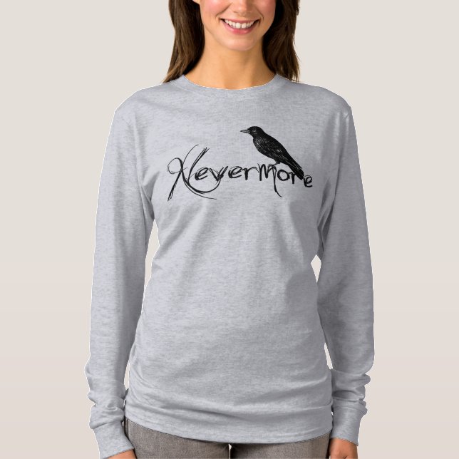 Edgar Allen Poe Raven Nevermore Halloween T-Shirt (Front)