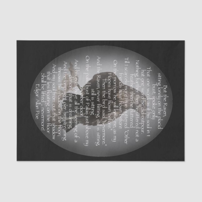 Edgar Allen Poe The Raven Bird Halloween Poem Tissue Paper (Front)
