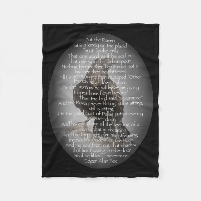 Edgar Allen Poe The Raven Halloween Poem Fleece Blanket (Front)