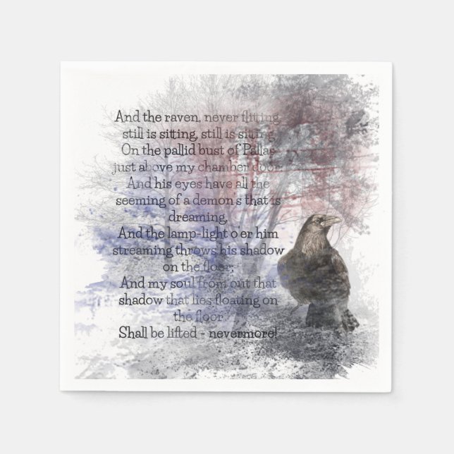 Edgar Allen Poe "The Raven" raven bird Halloween Napkin (Front)