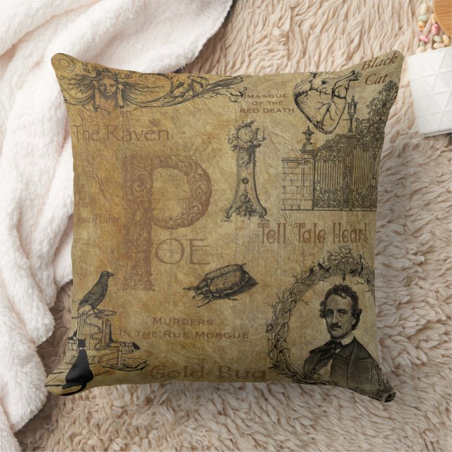 Edgar Allen Poe Throw Pillow (Blanket)