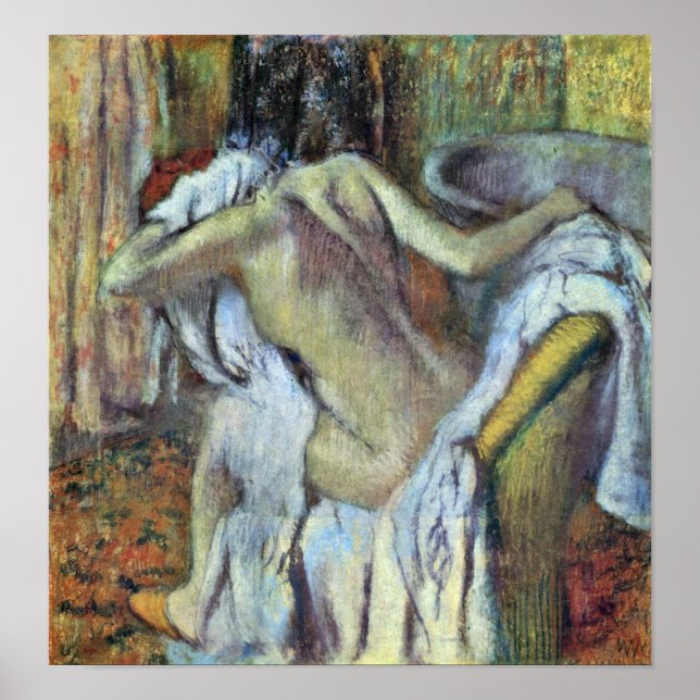 Edgar Degas - After the bath to dry wife Poster (Front)