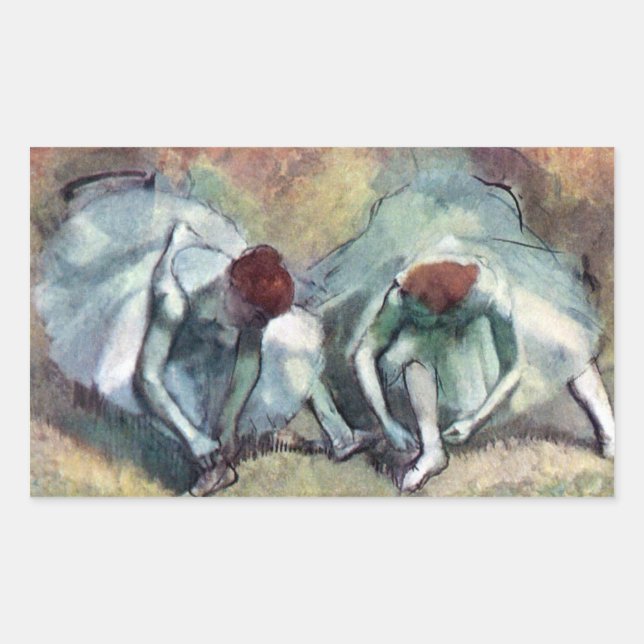 Edgar Degas - Ballet Dancers Tying Shoes Rectangular Sticker (Front)