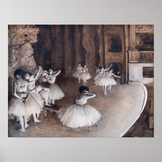 Edgar Degas - Ballet Rehearsal on Stage Poster (Front)