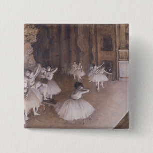 Edgar Degas   Ballet Rehearsal on the Stage, 1874 15 Cm Square Badge