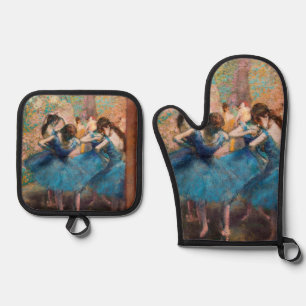 Edgar Degas - Dancers in blue Oven Mitt & Pot Holder Set