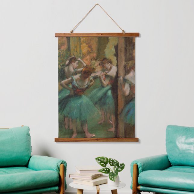 Edgar Degas Dancers Pink and Green  Hanging Tapestry (Living Room)