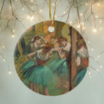 Edgar Degas Dancers Pink and Green Impressionist Ceramic Tree Decoration<br><div class="desc">Beautiful vintage art by the famous painter Edgar Degas,  one of my favourite impressionist artists. It features a group of pretty ballerinas in green tutus with pink tops before going on to dance ballet. Lovely ballet dancer gift.</div>