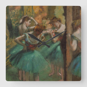 Edgar Degas Dancers Pink and Green Square Wall Clock