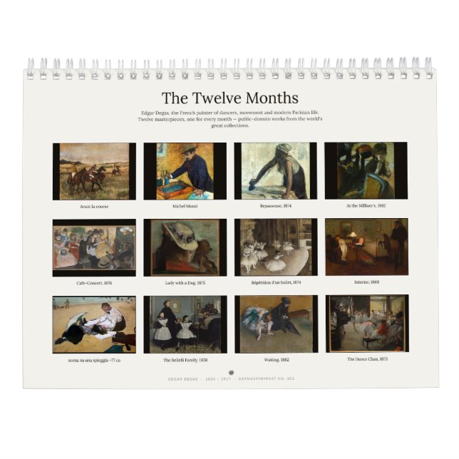Edgar Degas Fine Art Wall Calendar (Back)
