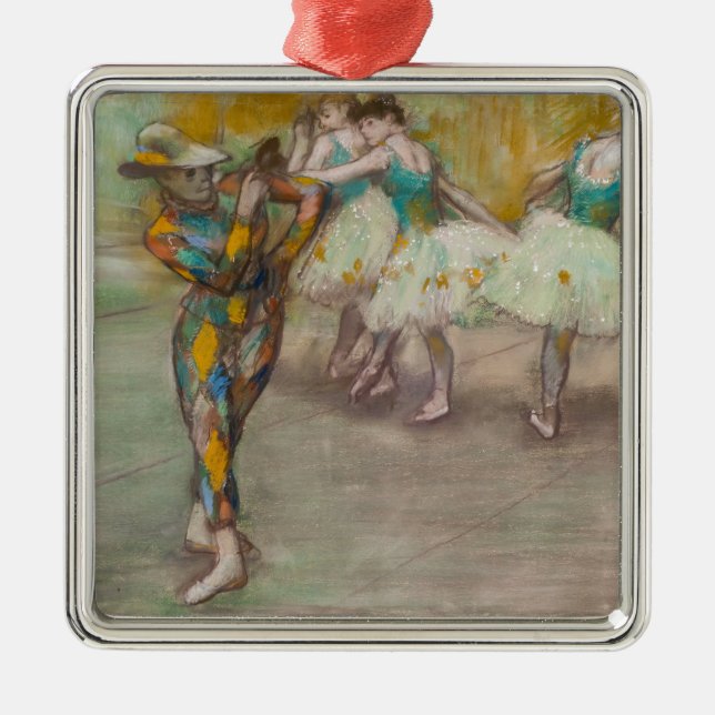 Edgar Degas - Harlequin Dance Metal Tree Decoration (Front)