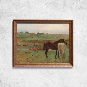 Edgar Degas Horses In A Meadow Old Famous Art Poster