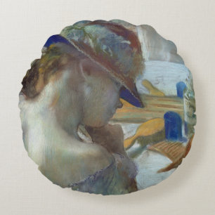 Edgar Degas   In Front of the Mirror, 1889 Round Cushion