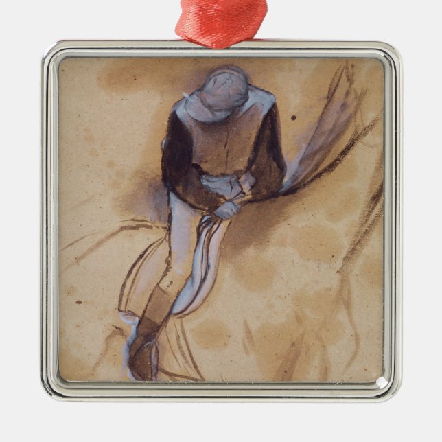 Edgar Degas | Jockey flexed forward standing Metal Tree Decoration (Front)