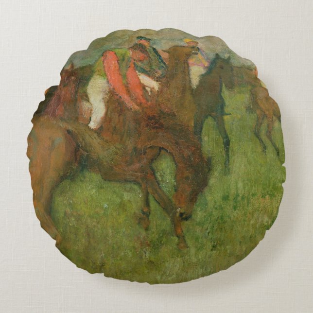 Edgar Degas | Jockeys, 1886-90 Round Cushion (Front)