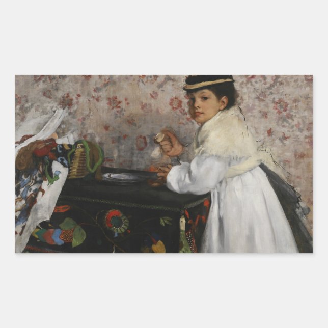 Edgar Degas - Portrait of Mlle. Hortense Valpincon Rectangular Sticker (Front)