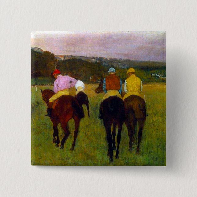 Edgar Degas Race Horses at Longchamp 15 Cm Square Badge (Front)
