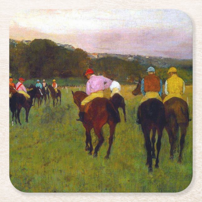 Edgar Degas Race Horses at Longchamp Square Paper Coaster (Front)