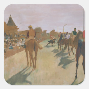 Edgar Degas   Race Horses in front of the Stands Square Sticker