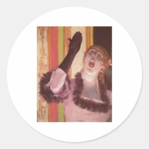 Edgar Degas - Singer with Glove 1878 Woman Flower Classic Round Sticker