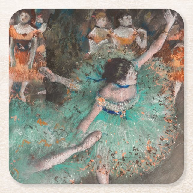 Edgar Degas - Swaying Dancer / Dancer in Green Square Paper Coaster (Front)