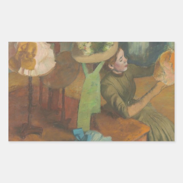 Edgar Degas - The Millinery Shop Rectangular Sticker (Front)