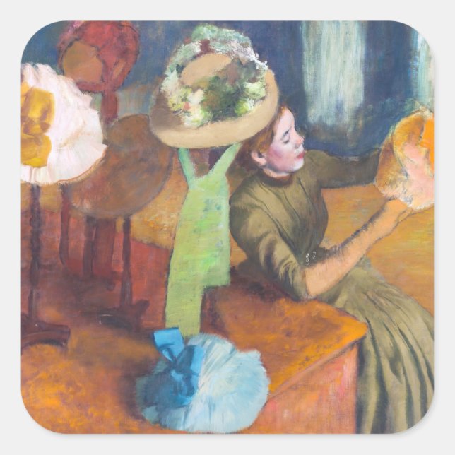 Edgar Degas - The Millinery Shop Square Sticker (Front)