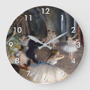 Edgar Degas - The Rehearsal of the Ballet Onstage Large Clock