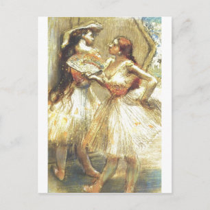 Edgar Degas Two dancer Women Fan Dress Bow Tutu Postcard