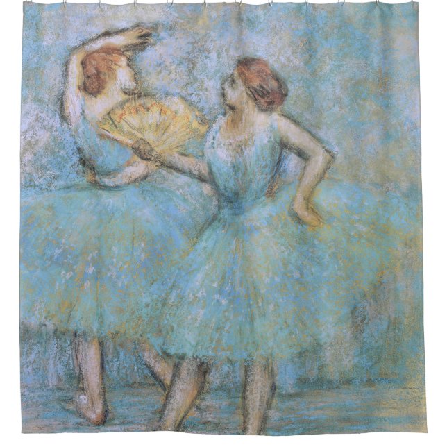 Edgar Degas Two Dancers, pastel blue Shower Curtain (Front)