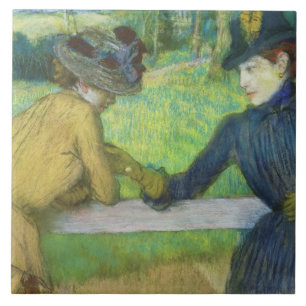 Edgar Degas Two women leaning on a gate Tile