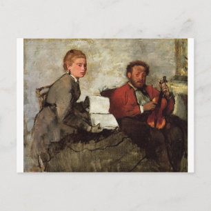 Edgar Degas - Voilinist & woman w/ music book 1879 Postcard