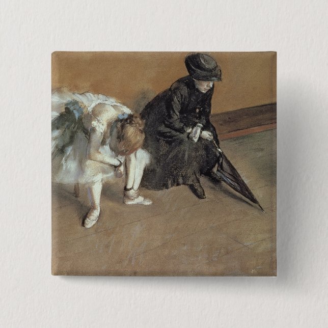 Edgar Degas | Waiting, c.1882 15 Cm Square Badge (Front)