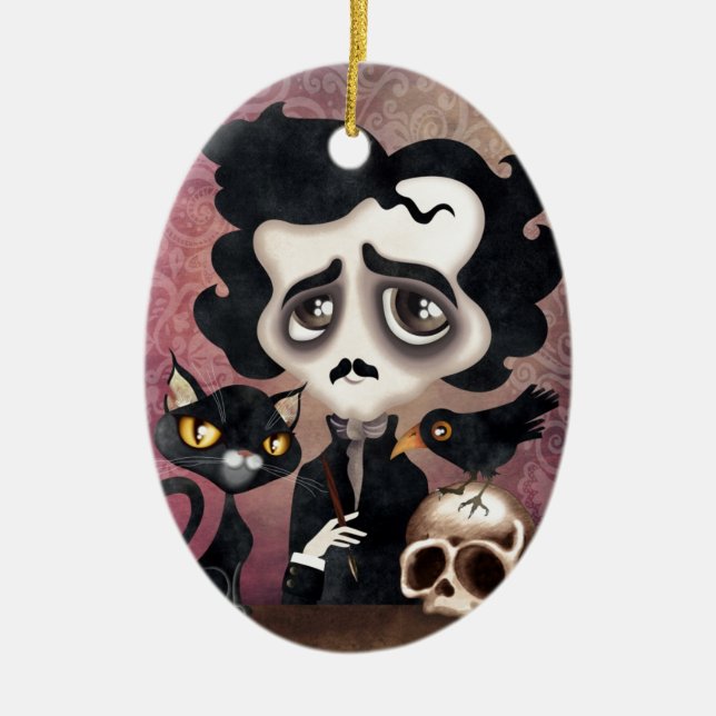 Edgar Poet Ceramic Tree Decoration (Front)
