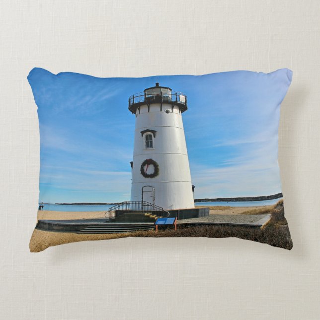 Edgartown Lighthouse, Marthas Vineyard MA Decorative Cushion (Front)
