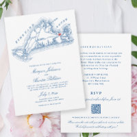 Edgartown MA All-in-One Navy Blue QR Code Wedding